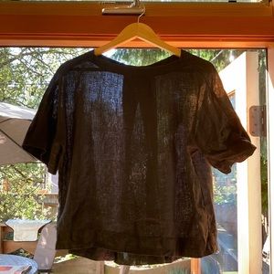 MUJI black linen t-shirt with cute back